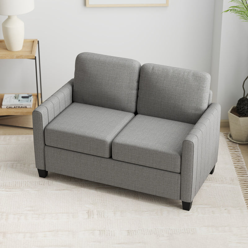 HOMCOM Modern Grey 2 Seater Sofa with Spring Cushion, Back Pillow