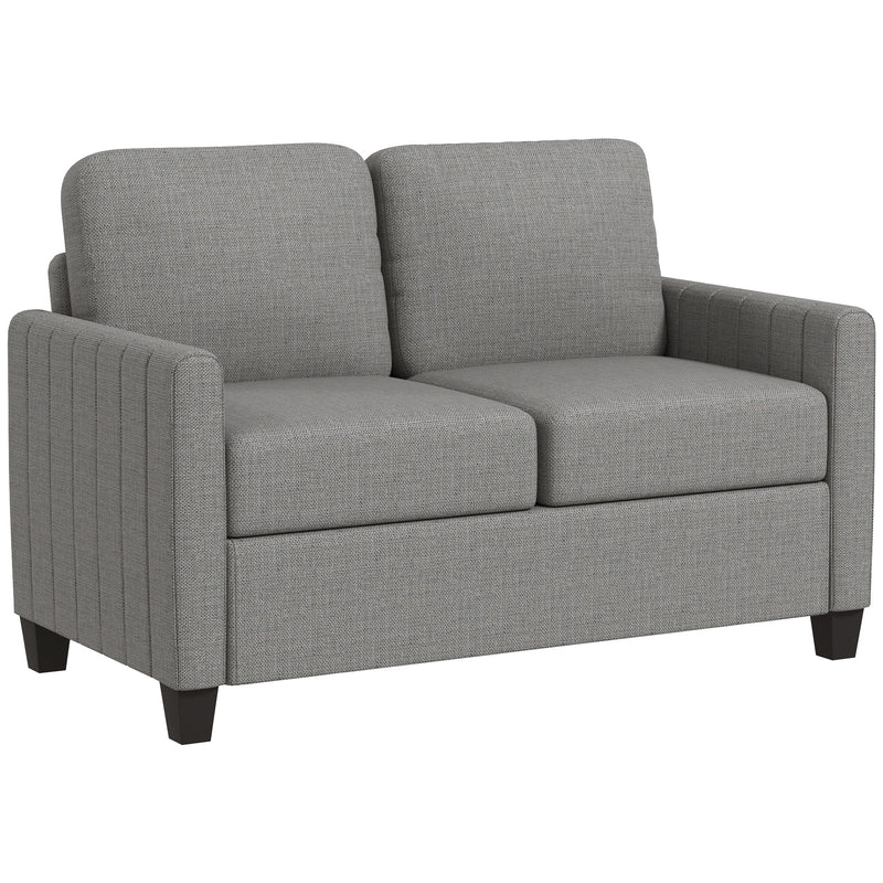 HOMCOM Modern Grey 2 Seater Sofa with Spring Cushion, Back Pillow