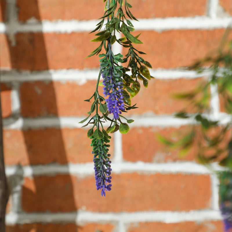 HOMCOM Set of 2 Artificial Plants, Lavender Flowers in Basket, Purple