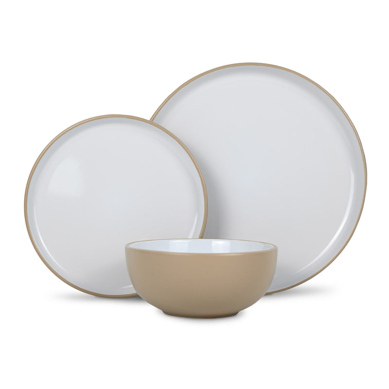 Lewis's 12 Piece 2 Tone Mushroom Dinner Set