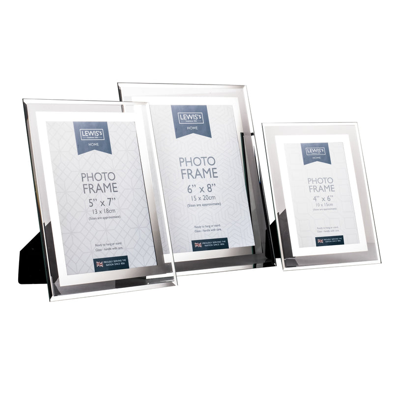 Lewis's Glass Photo Frame Single Silver - 4X6