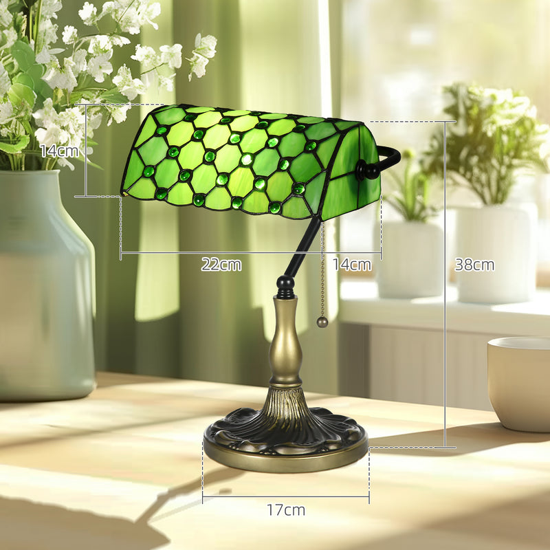 HOMCOM Stained Green Glass Table Lamp, for Bedroom Bedside, Bulb not Included