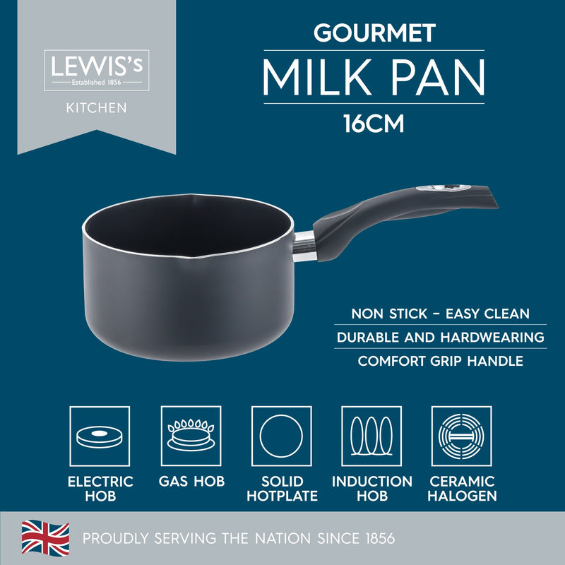 Lewis's Gourmet Non-Stick 16cm  Milk Pan