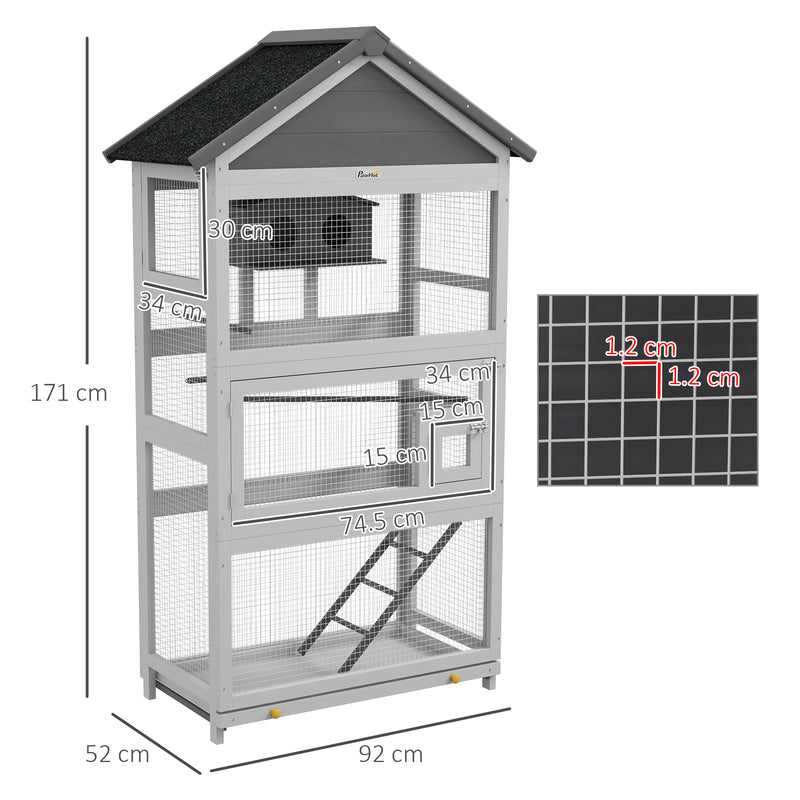 PawHut Bird Cage w/ Stands for Finches, Parakeets, Small Birds - Grey