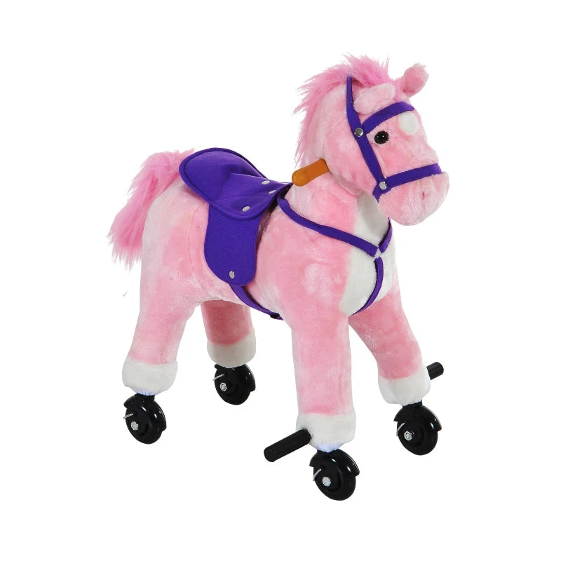 HOMCOM Children's  Wheeled Walking Horse  (Pink)