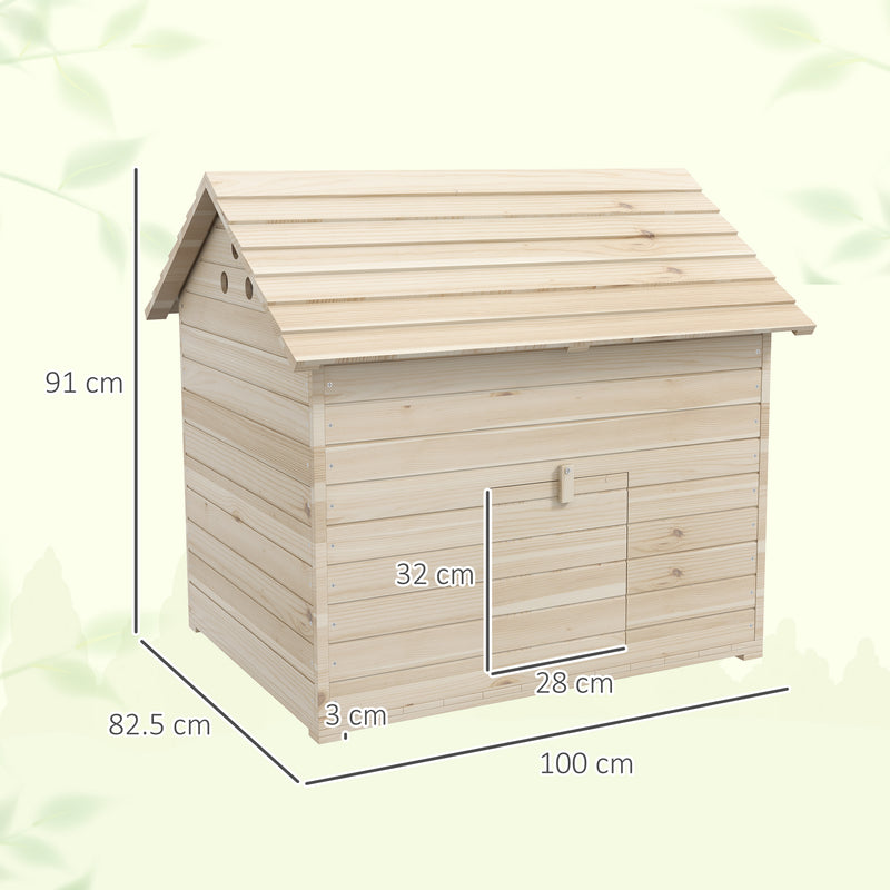 PawHut Wooden Duck House w/ Openable Roof, Raised Base, Air Holes - Natural