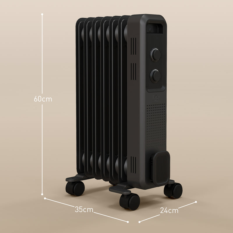 HOMCOM Oil Filled Radiator Portable Space Heater W/ 7 Fin, 3 Heat Settings