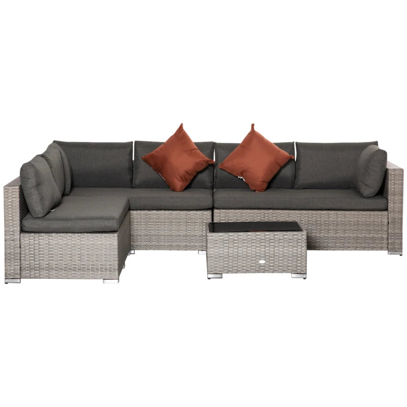 Outsunny Rattan Sofa Set 2.7m - Grey