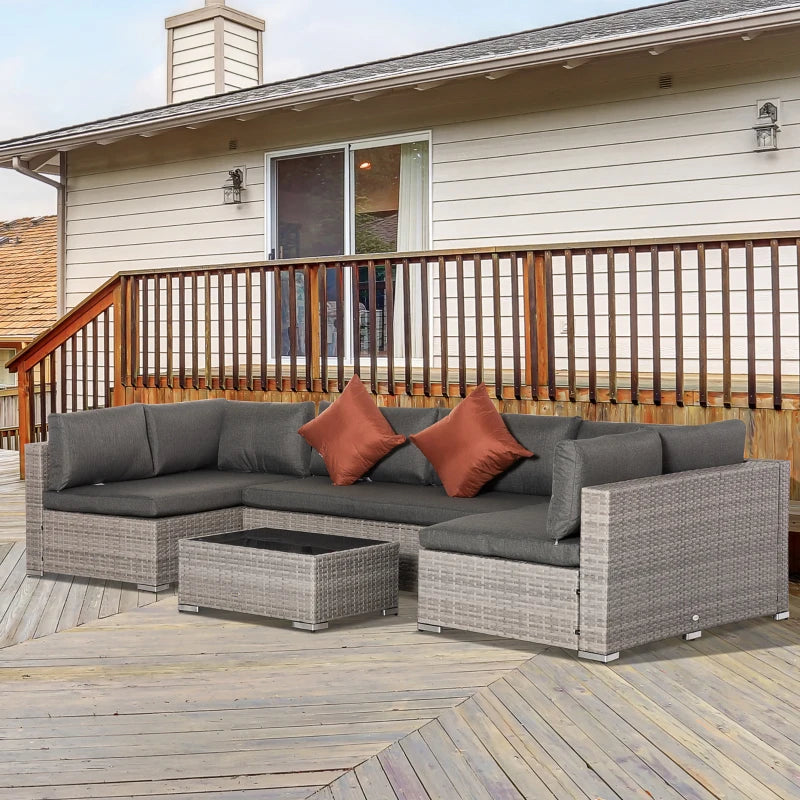 Outsunny Rattan Sofa Set 2.7m - Grey