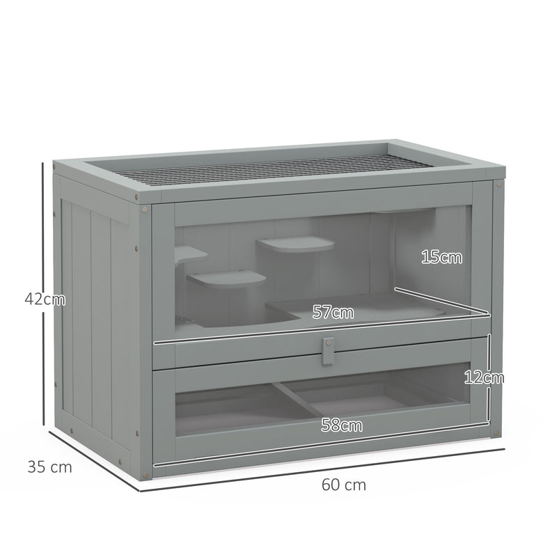 PawHut 2 Levels Wooden Hamster Cage Mice Rodents Hutch Small Animals