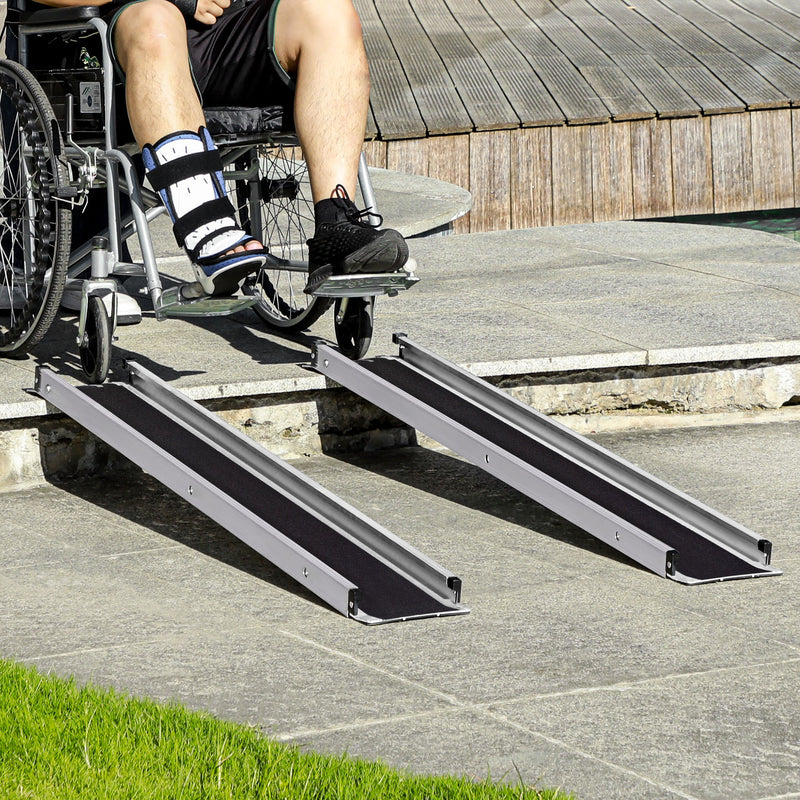 HOMCOM Aluminium Telescopic Wheelchair Ramps, 244cm, 270kg, Folding Ramp