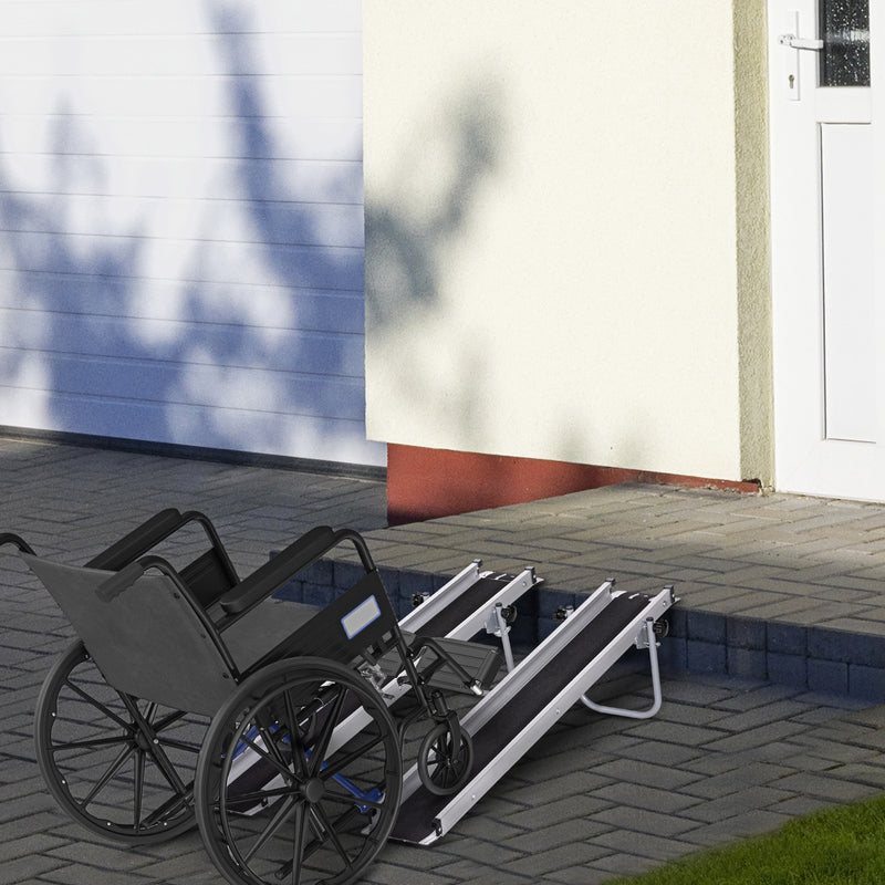 HOMCOM Aluminium Telescopic Wheelchair Ramps, 244cm, 270kg, Folding Ramp