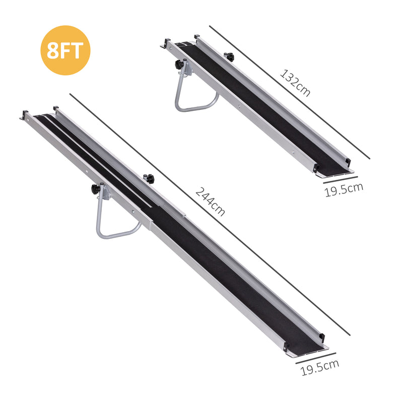 HOMCOM Aluminium Telescopic Wheelchair Ramps, 244cm, 270kg, Folding Ramp