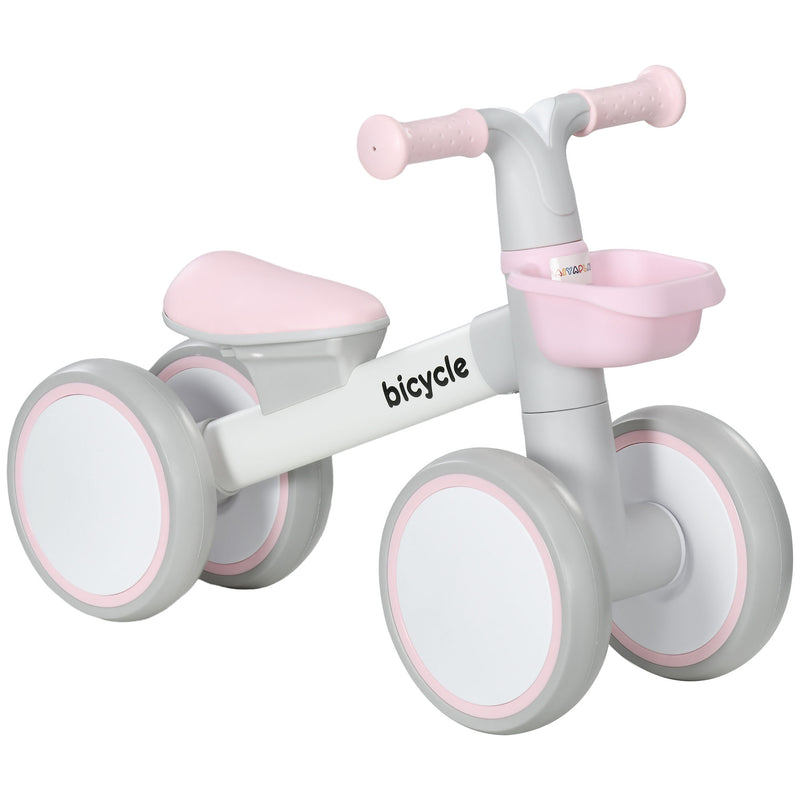 AIYAPLAY Kids Pink Balance Bike for 1-3 Years Old with Adjustable Seat