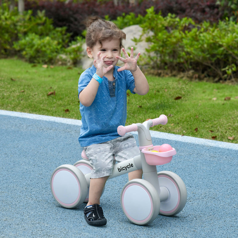 AIYAPLAY Kids Pink Balance Bike for 1-3 Years Old with Adjustable Seat