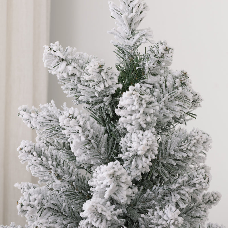 HOMCOM Artificial Pencil Christmas Tree with Snow Flocked Tips, Green