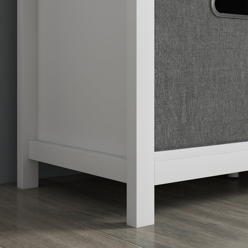 HOMCOM Shoe Bench with Cushioned Seat Fabric Drawers for Entryway Hallway White