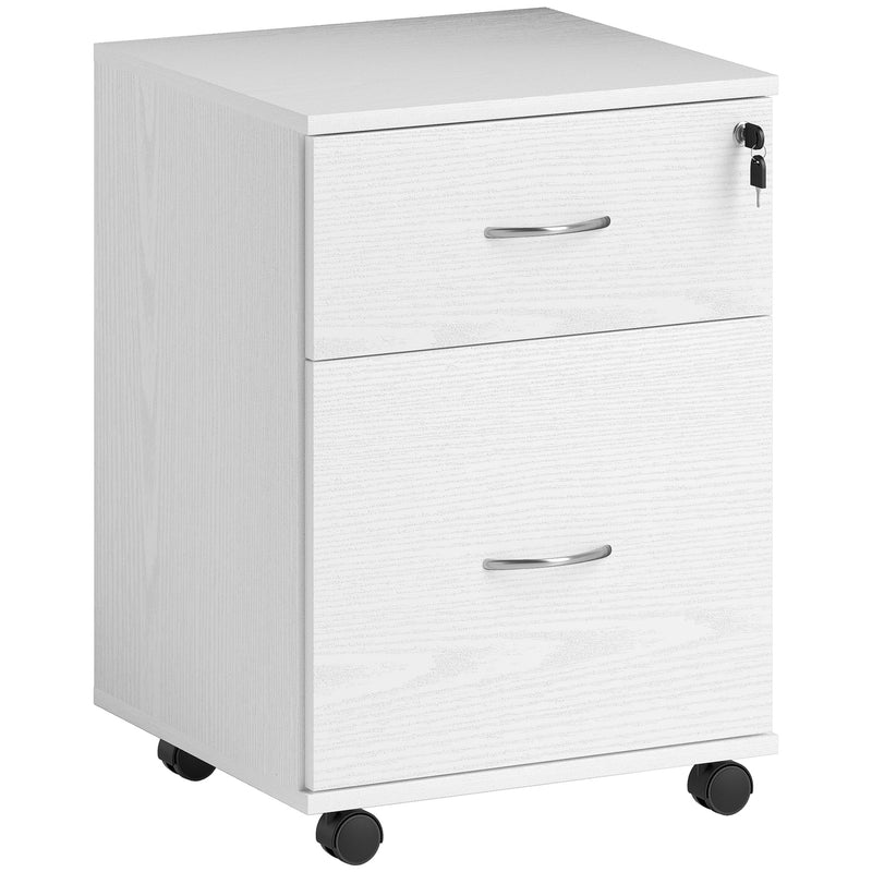 HOMCOM Pedestal Office Mobile Filing Cabinet 2 Drawer