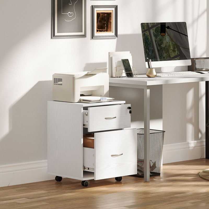 HOMCOM Pedestal Office Mobile Filing Cabinet 2 Drawer