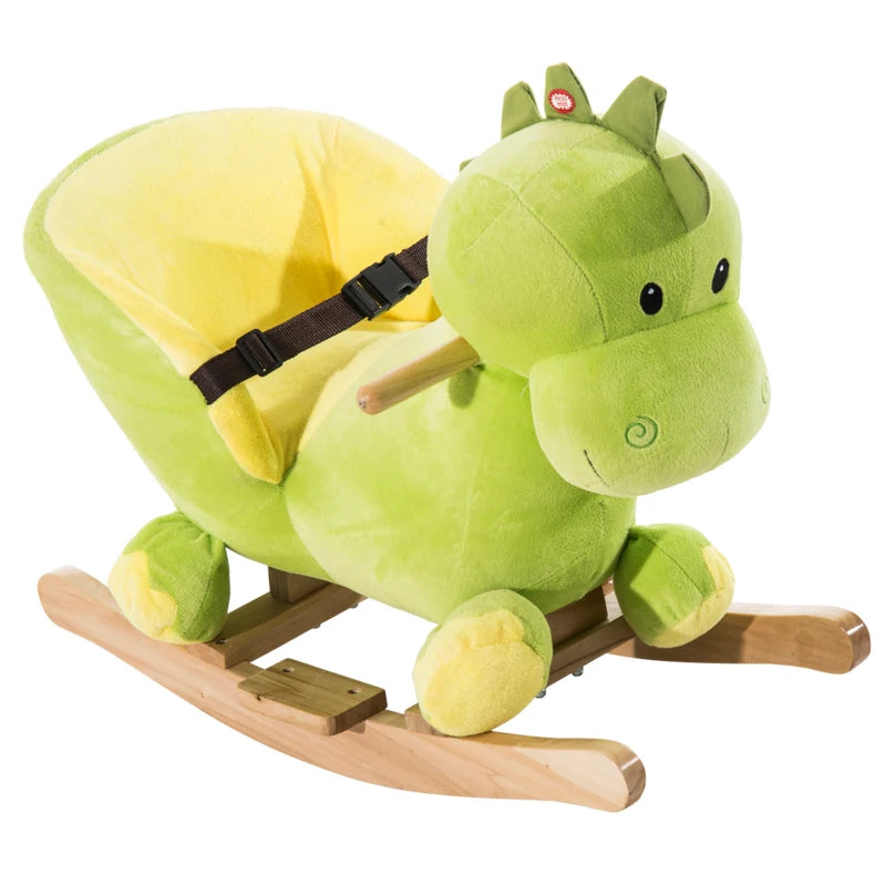 HOMCOM Kids Rocking (Dinosaur) Horse - Plush Ride-On Dinosaur Seat - with Seat Safety Belt