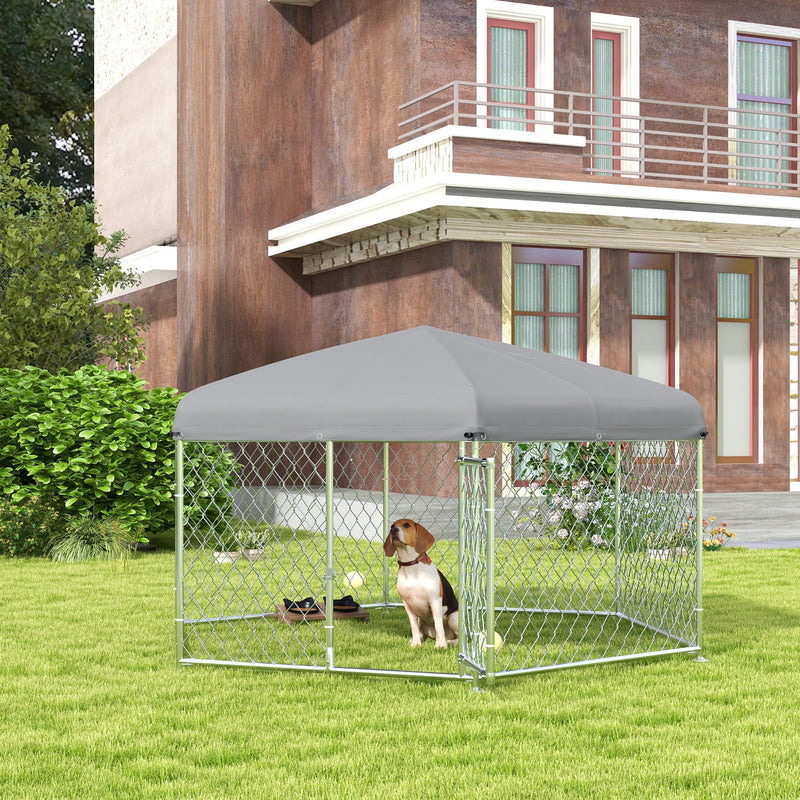 PawHut Outdoor Dog Kennel w/ Water-Resistant UV-Resistant Roof 2.1 x 1.85 x 1.5m