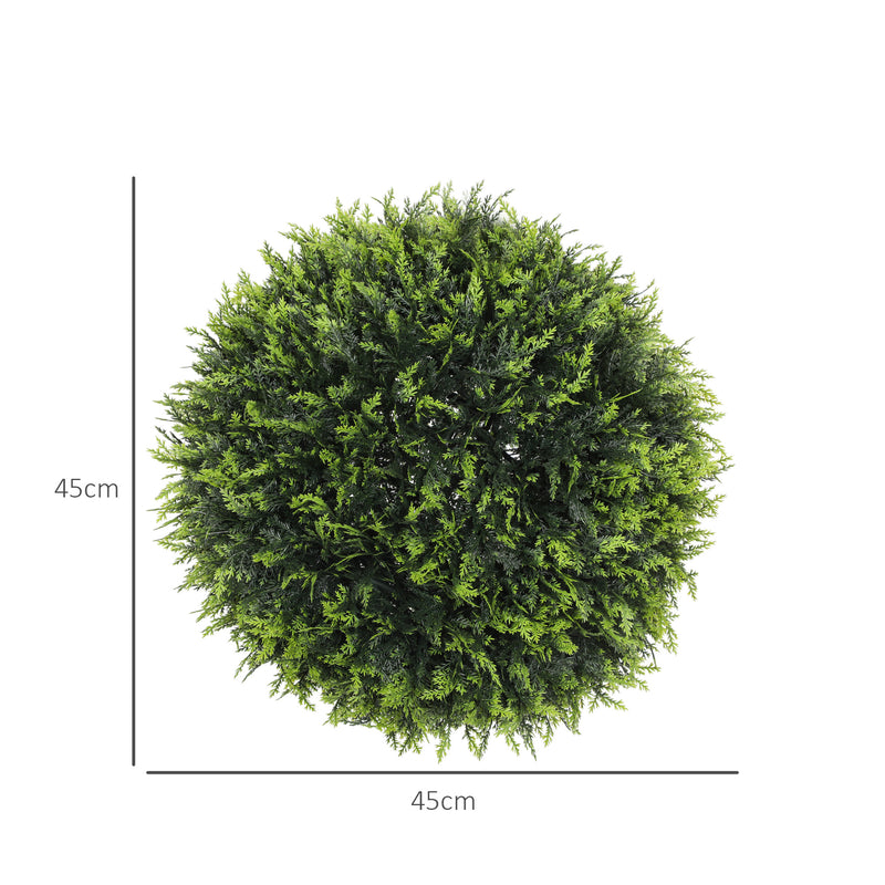 HOMCOM Set of 2 Artificial Plant Topiary Balls, Faux Plants for Decor, Green