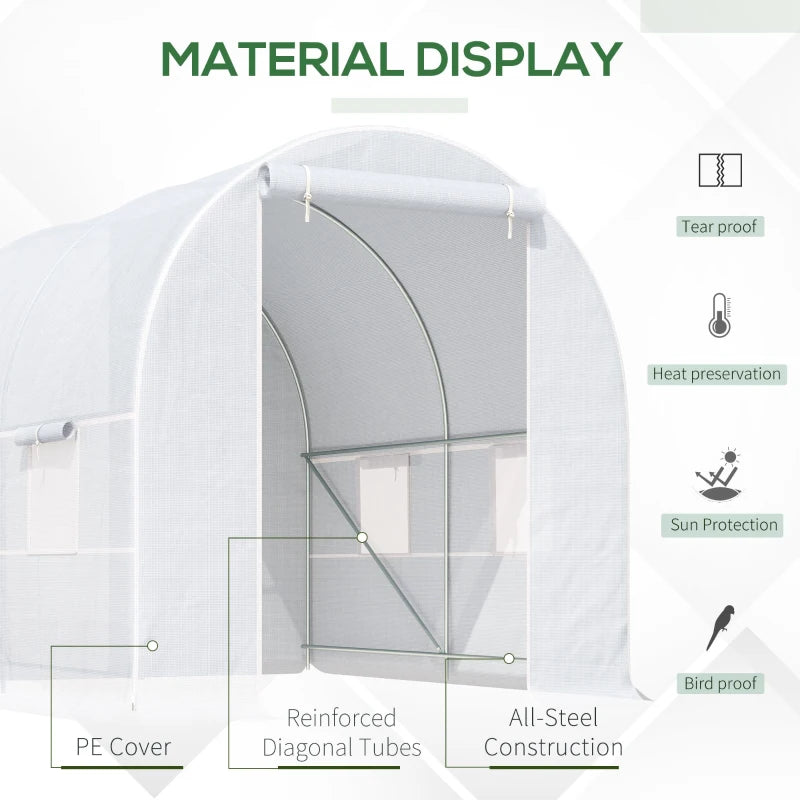 Outsunny Greenhouse Polytunnel 2.5 x 2 x 2 m - White