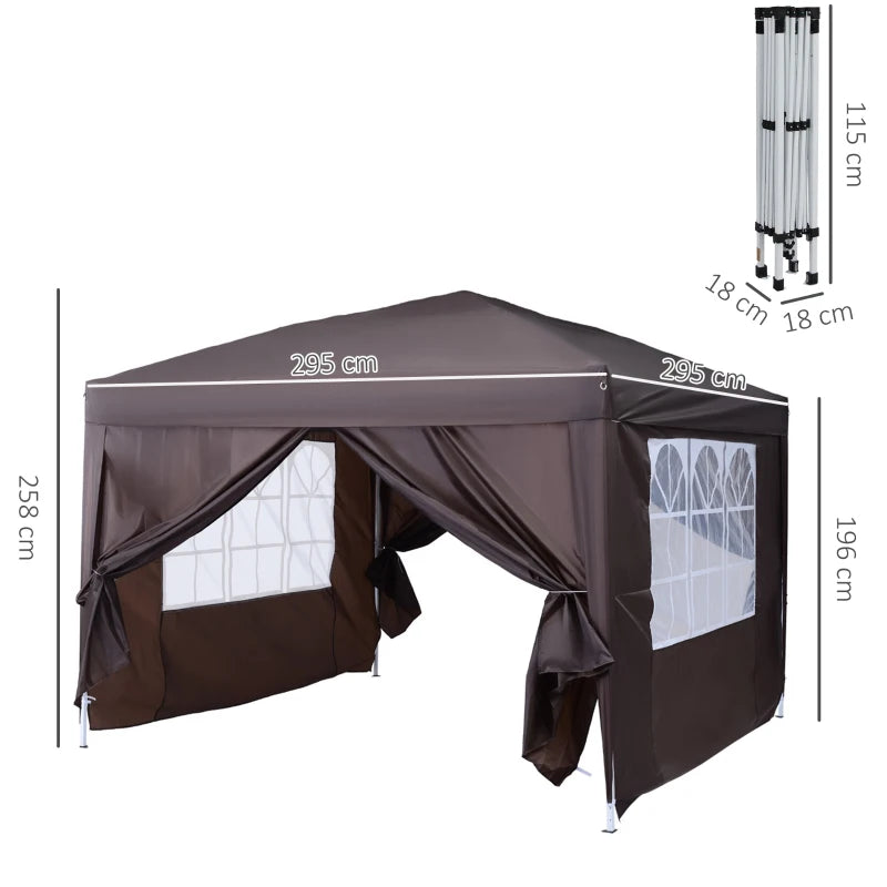 Outsunny  Gazebo 3mx3m - Coffee coloured shelter