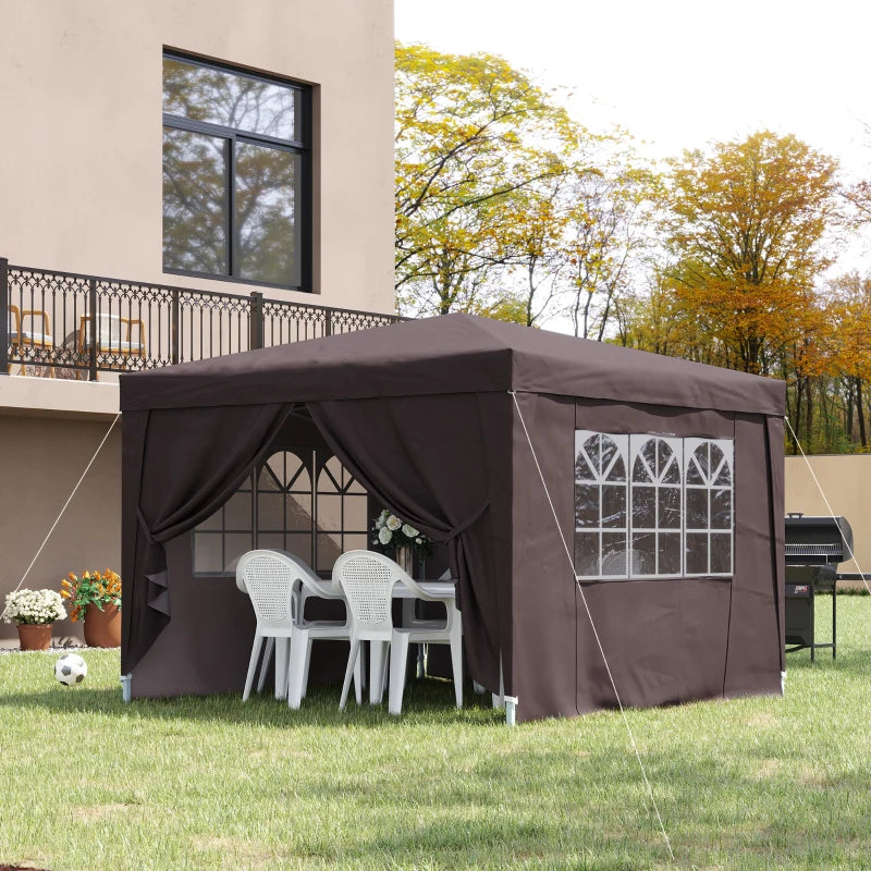 Outsunny  Gazebo 3mx3m - Coffee coloured shelter