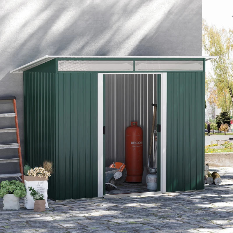 Outsunny Metal Garden Shed 260L x 133W x 200Hcm - Green