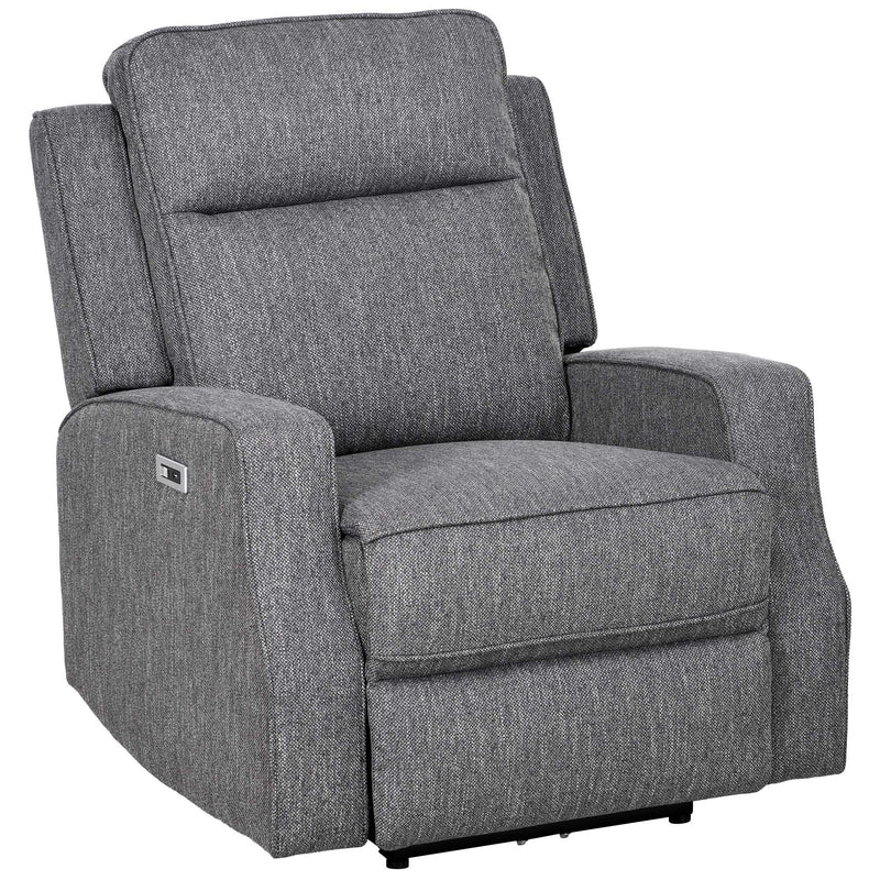 HOMCOM Electric Armchair, Fabric Recliner Chair with USB Port, Charcoal Grey