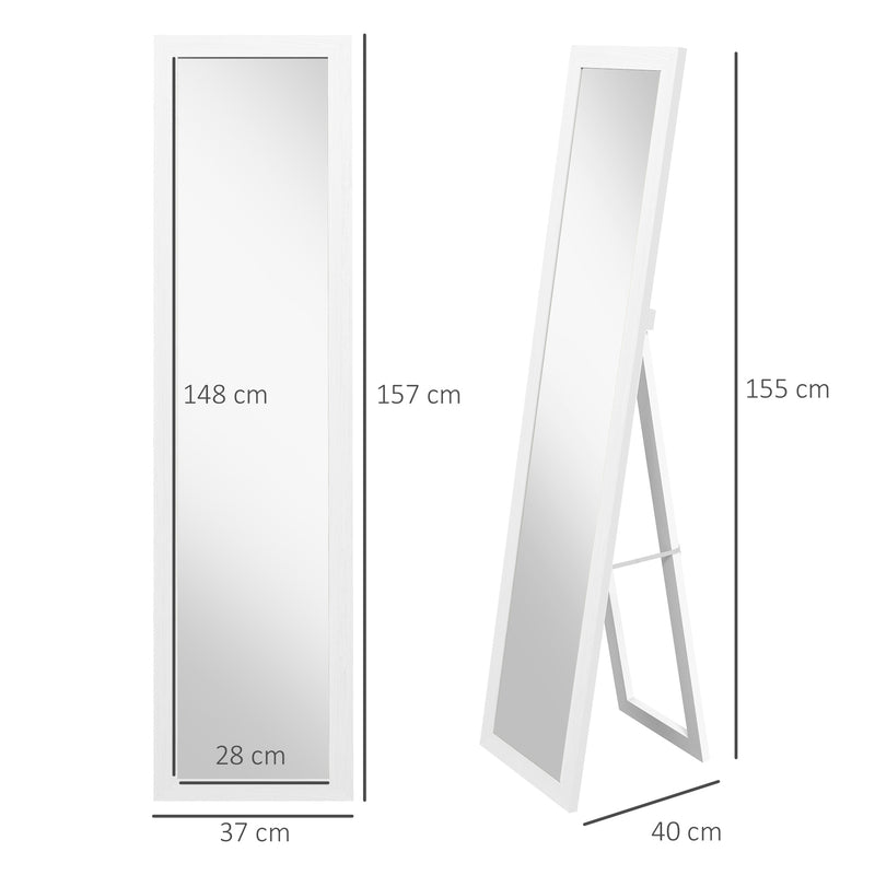 HOMCOM Full Length Mirror, Farmhouse Wall Mirror, Hanging & Freestanding