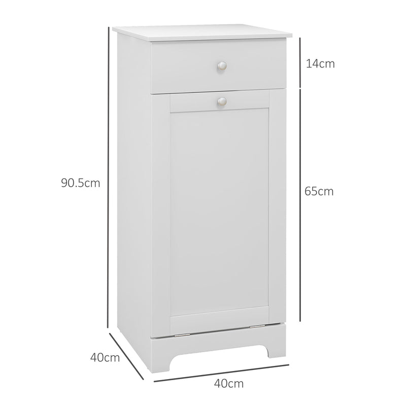 HOMCOM Bathroom Cabinet with Folding Laundry Hamper and Drawer, White