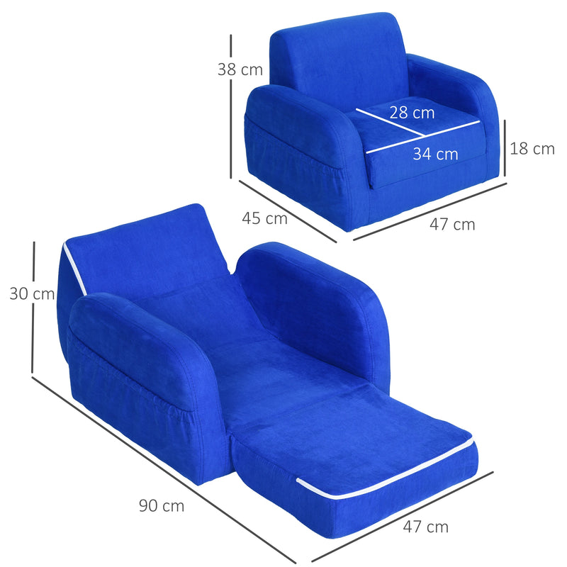 HOMCOM Children's Sofa Bed -  Blue