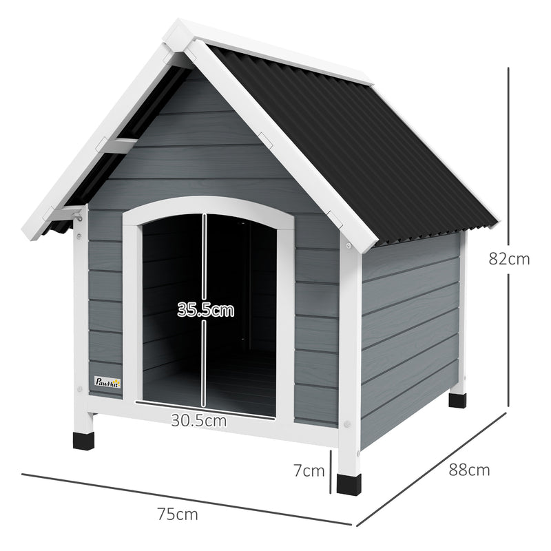 PawHut Dog Kennel Outdoor Dog House w/ Removable Floor, for Medium Dogs - Grey