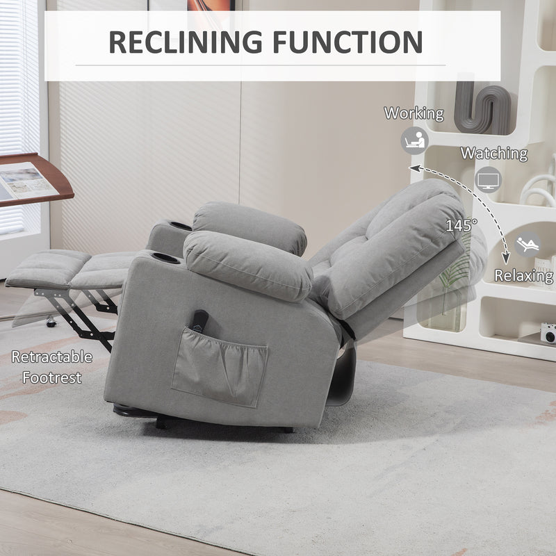 HOMCOM Riser and Recliner Chair w/ Remote, Lift Chair for Elderly, Light Grey