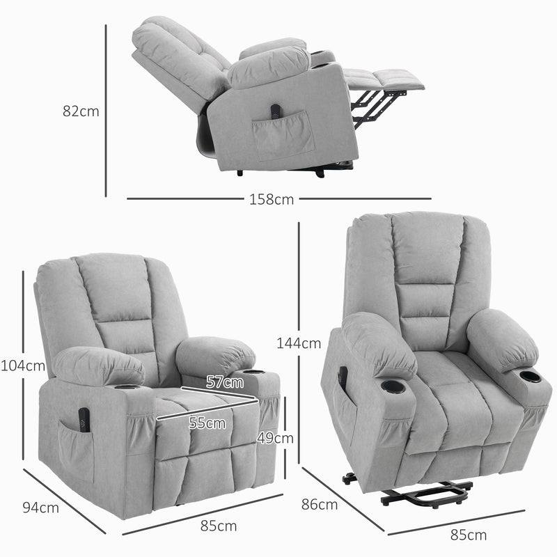 HOMCOM Riser and Recliner Chair w/ Remote, Lift Chair for Elderly, Light Grey