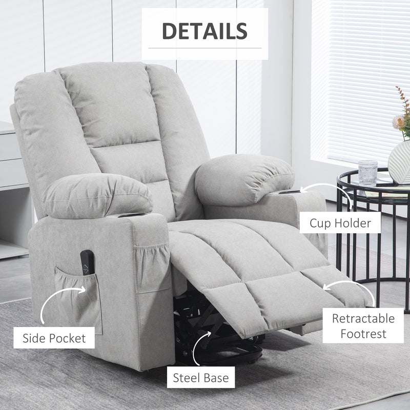 HOMCOM Riser and Recliner Chair w/ Remote, Lift Chair for Elderly, Light Grey