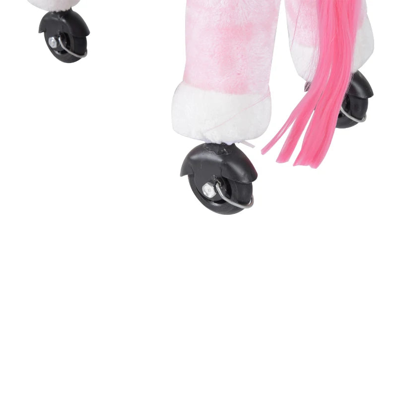 HOMCOM Children's  Walking Horse W/Sound-Pink