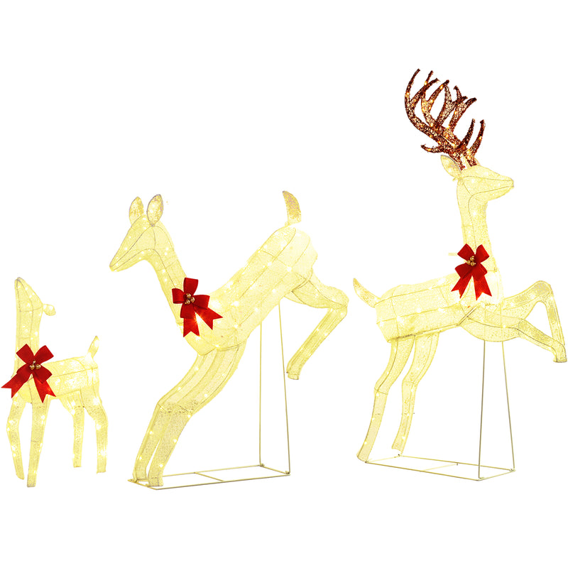 Outsunny 3-Piece 300 LED Light Lighted Christmas Reindeer Family Decoration