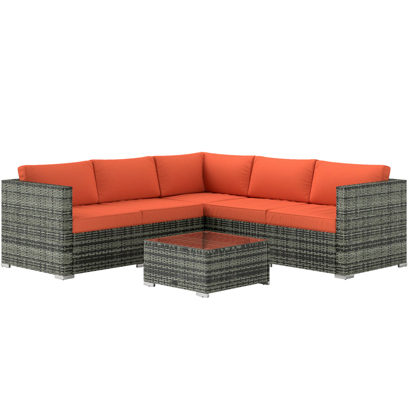 Outsunny 4 Pieces Rattan Garden Furniture Sofa Set with Coffee Table Orange