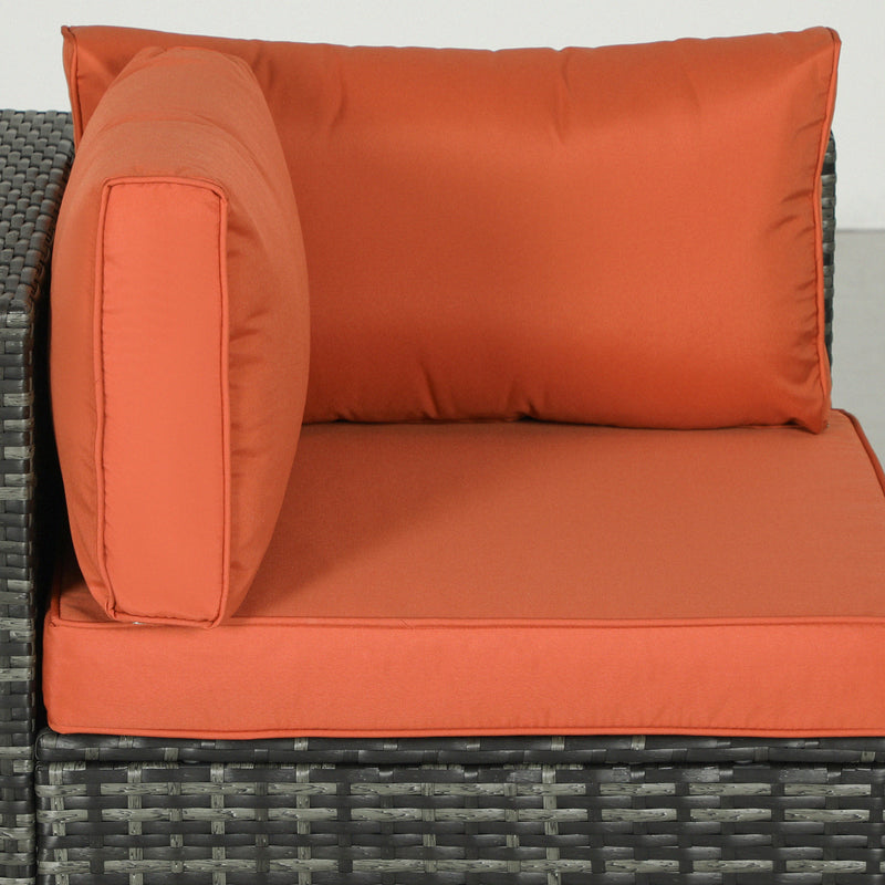 Outsunny 4 Pieces Rattan Garden Furniture Sofa Set with Coffee Table Orange