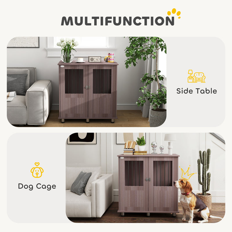 PawHut Dog Crate Kennel Cage, Indoor End Table, Purple