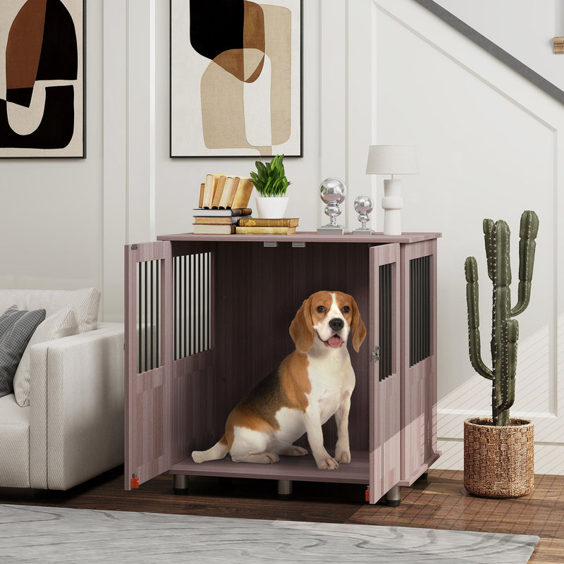 PawHut Dog Crate Kennel Cage, Indoor End Table, Purple