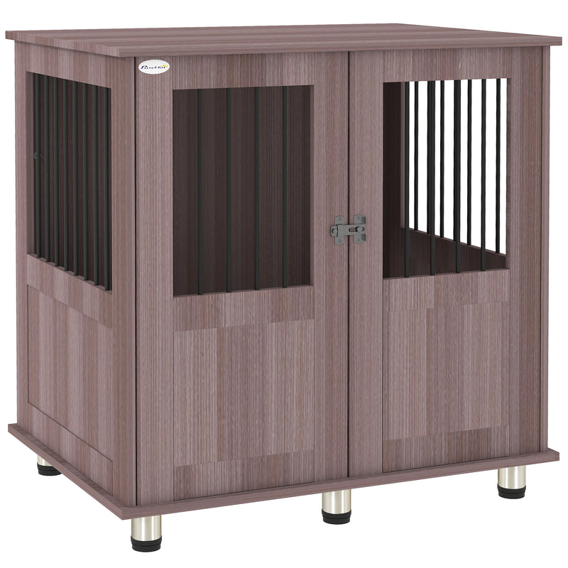 PawHut Dog Crate Kennel Cage, Indoor End Table, Purple