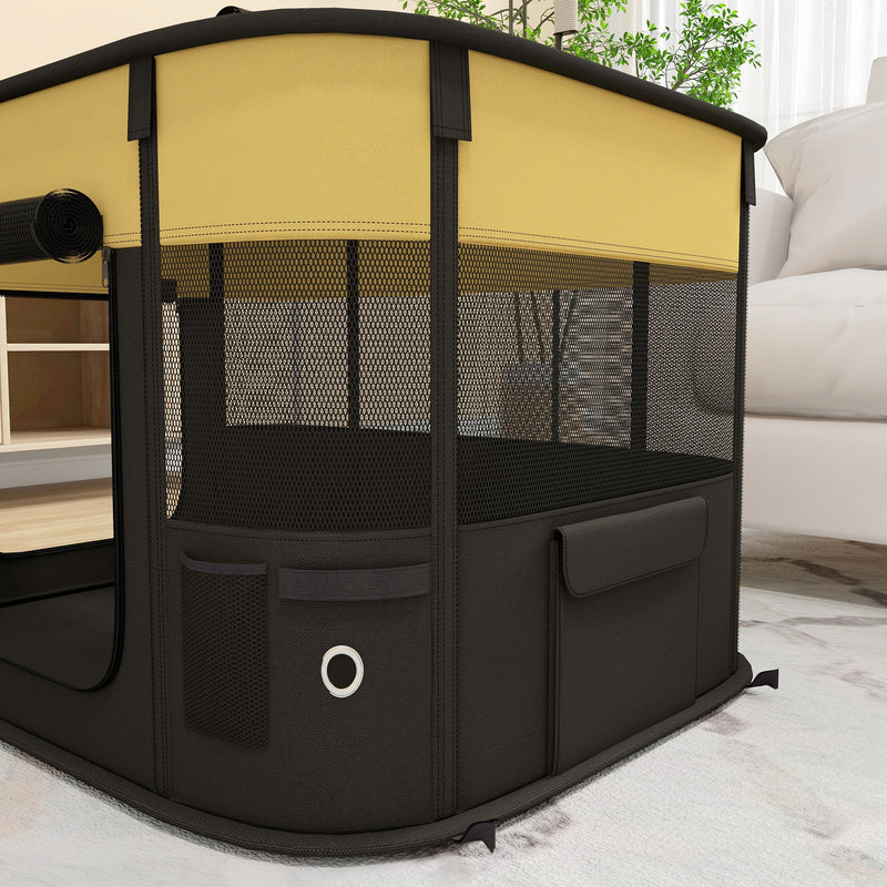 PawHut Portable Dog Pen for Puppies, Rabbits, Kittens, Guinea Pigs - Yellow