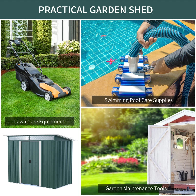 Outsunny Metal Garden Shed 260L x 133W x 200Hcm - Green