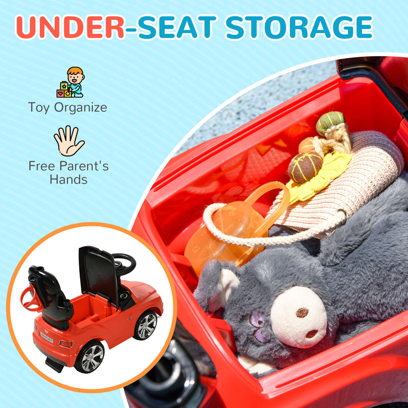 AIYAPLAY Bentley Bentayga Licensed Baby Push Car w/ Under Seat Storage - Red