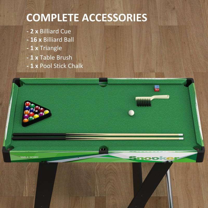 SPORTNOW 104cm Folding Pool Table with Cues, Balls, Chalk, Triangle, Brush