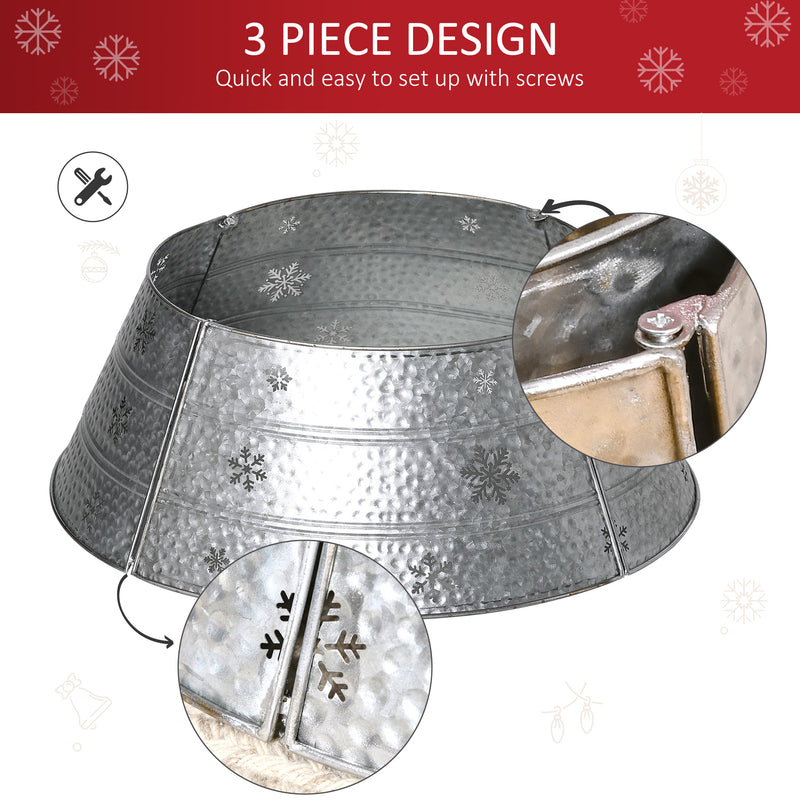 HOMCOM 66cm Christmas Tree Collar with Hollow Snowflake Patterns Silver